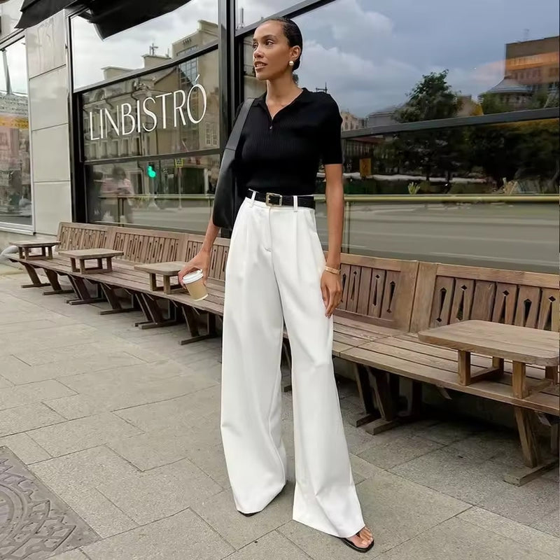 Bianca Cotton Trousers, White - 